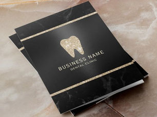 Best Deals! Dentist Gold Tooth Logo Black Marble Dental Care Pocket Folder