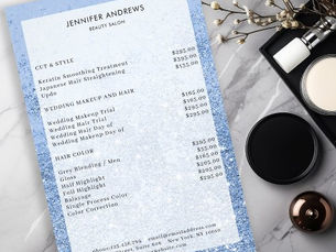 Hot Review! Modern Blue Glitter Salon Price List Flyer