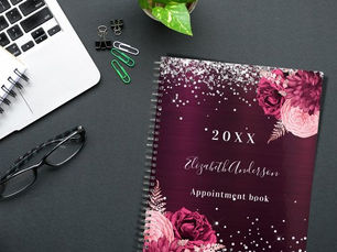 Top 5! Burgundy silver florals sparkle name 2025 planner