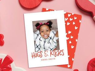 Top 10! Hugs & Kisses Valentine's Classroom Photo Card