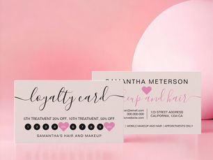 Hot Deals! Modern simple blush pink script makeup 10 loyalty card