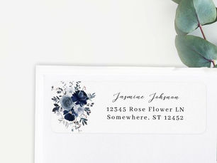 Top 5! Blue & Navy Floral Return Address Label