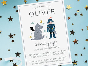 Top 10! Knights & Dragons Party Invitation
