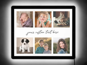 Top 5! 6 Photo Collage Grid with Custom Text LED Sign