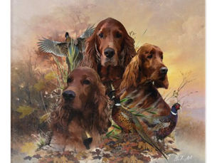 Review Irish Setters with Pheasants - Passion Hunt Acrylic Print
