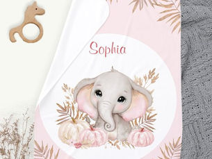 Best Price! Fall Girl Elephant Name Pink Baby Blanket