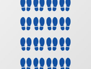 Big Deals! 16 Sets of Blue Footprints Floor Decals