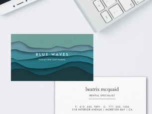 Top 5! Modern Blue Ocean Waves Coastal Business Card