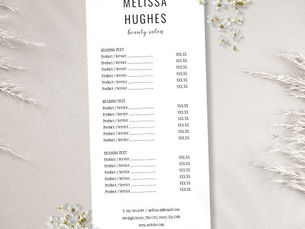 Hot Deals! Simple Modern Black and White Salon Service Menu