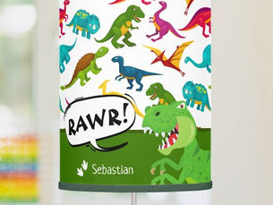 Best Deals! Colorful Dinosaur Pattern with Name T-Rex Green Table Lamp