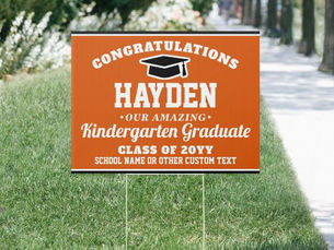 Hot Review! ANY Grade Kids Graduation Orange Black White Yard Sign