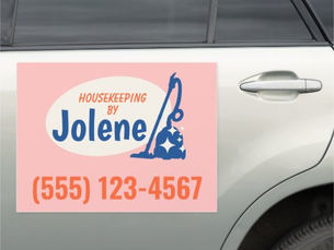 Review Pink Retro House Cleaning Car Magnet