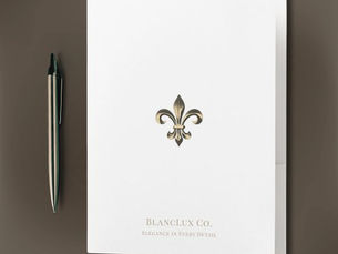 Top 5! Luxury Fleur-de-lis Logo White Pocket Folder