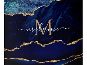 Big Deals! Agate Blue Gold Marble Monogram Name Acrylic Print