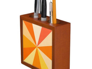 Hot Deals! Pop Art Modern 60s Funky Geometric Rays in Orange Pencil/Pen Holder