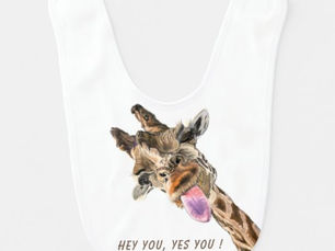 Best Deals! Funny Giraffe Tongue Out Playful Baby Bib Smile