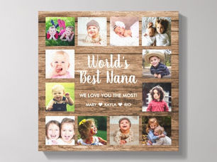 Hot Deals! World's Best Nana Grandkids 12 Photo Collage Canvas Print