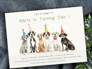 Hot Deals! Cute Kids Watercolor Pawty Dog Birthday Party Invitation