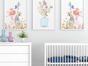 Hot Deals! Boho Wildflower Nursery Wall Art Sets