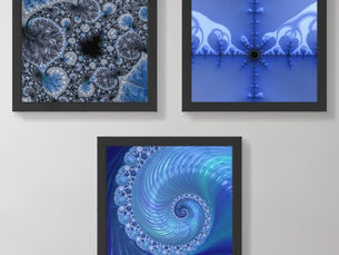 Top 5! Modern Abstract Blue Fractal Wall Art Sets
