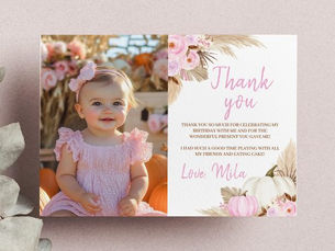 Best Price! Little Pumpkin Girl Birthday Photo Thank You Card