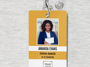Top 10! Yellow | Photo Employee Logo or QR CODE Security Badge