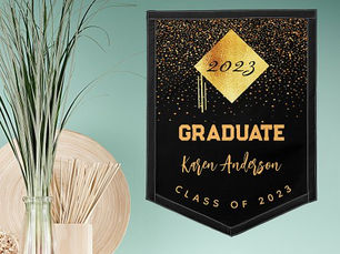 Hot Review! Graduation party 2025 graduate black gold cap pennant