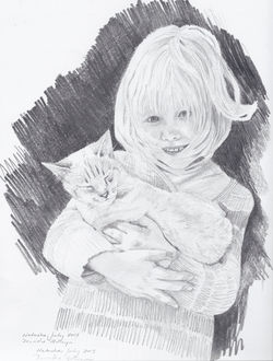 Natasha and Kitty, pencil (2014) 20x30cm, 8x12in
