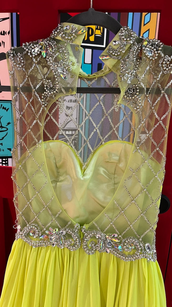 Thumbnail: Forever Unique Mini Embellished Skater Dress in Lime