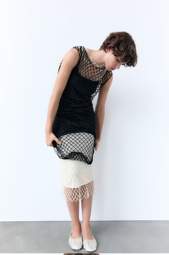 mesh sleeve party dress Lydia Long Sleeve Mesh Mini Party Dress -PromGirl Black / XSmall