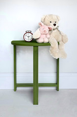 Solid wood antique half moon table painted with Hedgefund Chalk Synthesis Paint by Wise Owl Paint