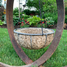 Wire hanging basket frame with hypertufa liner