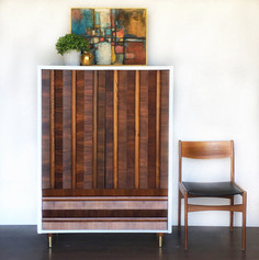 Mid Century brutalist wardrobe with new legs and cabinet painted with Snow Owl Chalk Synthesis Paint by Wise Owl Paint
