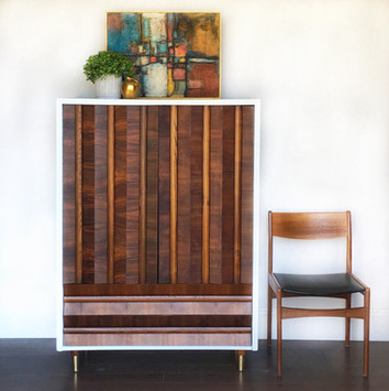 Mid Century brutalist wardrobe with new legs and cabinet painted with Snow Owl Chalk Synthesis Paint by Wise Owl Paint