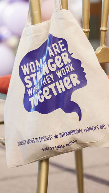 Goodie bag on gold chair