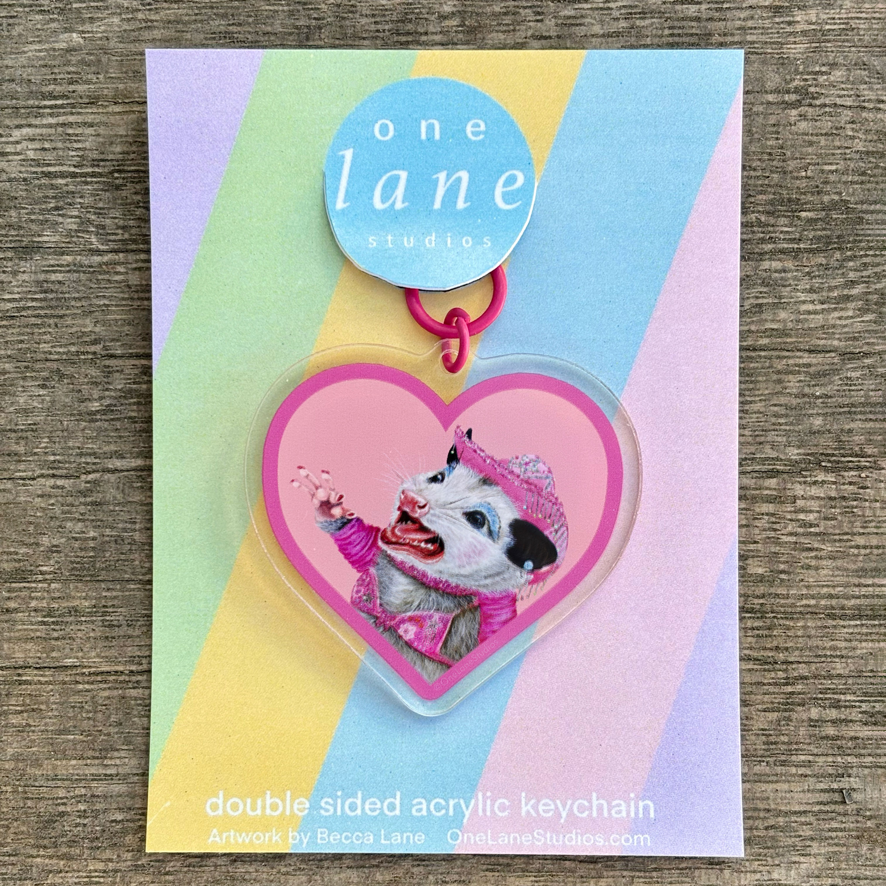 Pink Possum Club Keychain