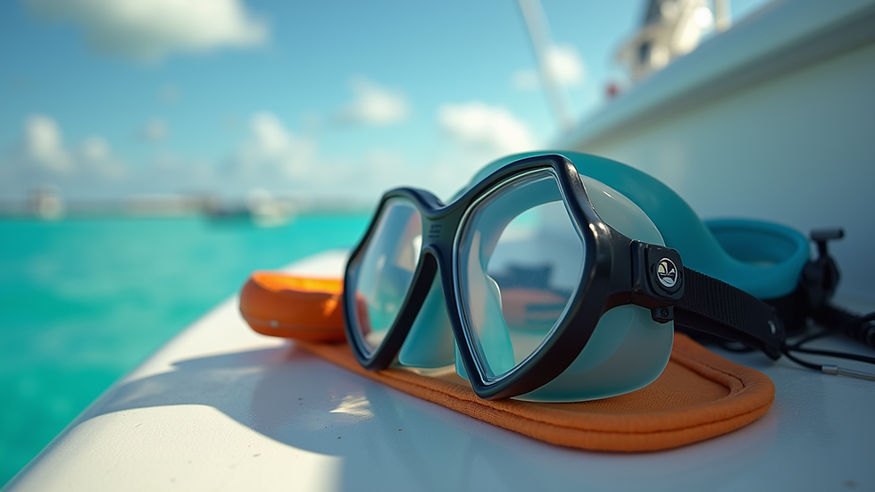 Close-up view of snorkeling gear on a party boat deck in Key West