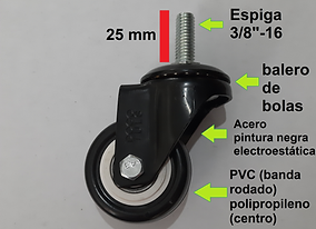 rodaja pvc negro espiga roscada PVC polipropileno giratoria 2"