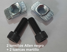 tornilleria para la jaladera 141 mm ranura 8 40x40 aluminio tipo parker