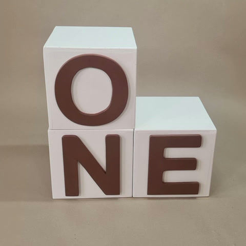 Thumbnail: Wooden cube with ONE letters wooden stool birthday party photo props