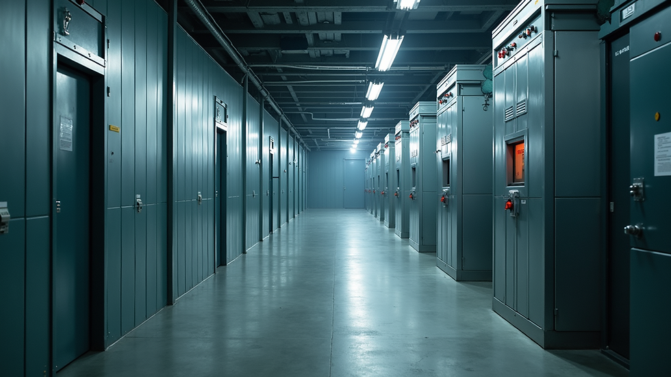 Eye-level view of a secure mineral storage facility with advanced access controls