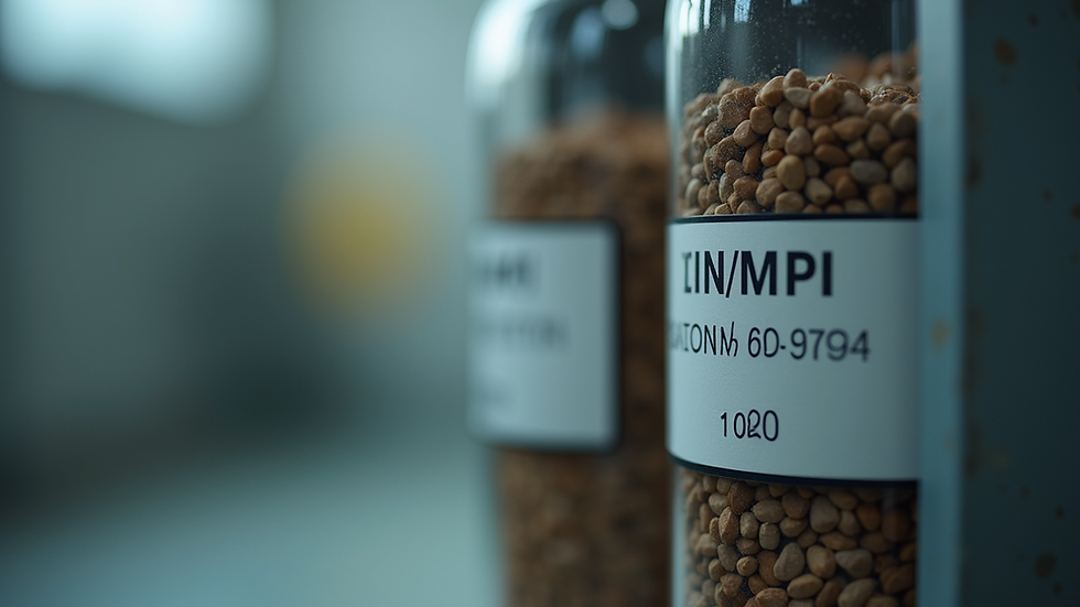 Close-up view of RFID tag attached to mineral container