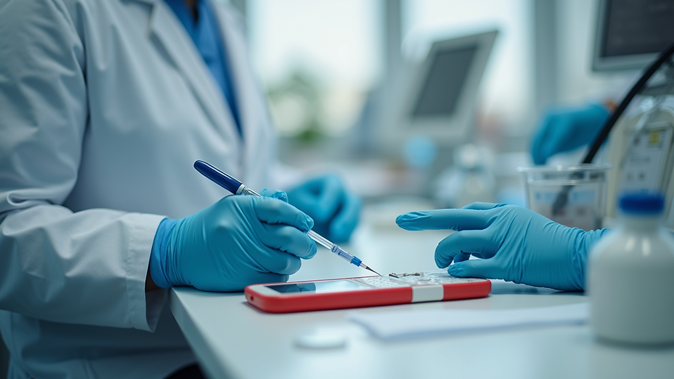 Close-up view of a phlebotomy station with essential equipment