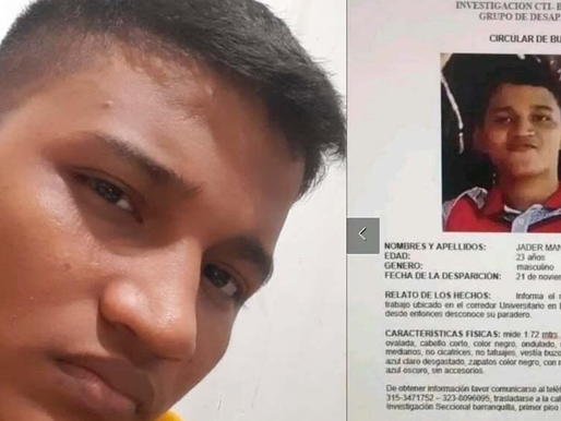 Joven de 23 años se encuentra desaparecido, fue visto por ultima vez en el corredor universitario