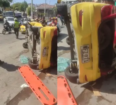 Accidente de transito deja conductor de taxi mal herido