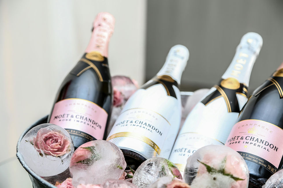 Bottles of champagne on ice