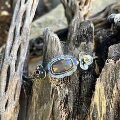 Chocolate moonstone-peridot-rhodalit garnet-bracecelt-linda-parks.jpg