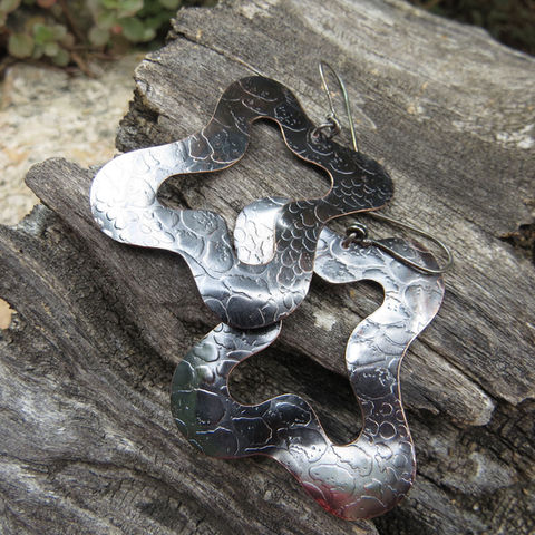 Copper or silver petal earrings by linda parks