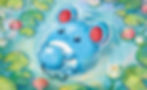 Marill flutuando em um lago
