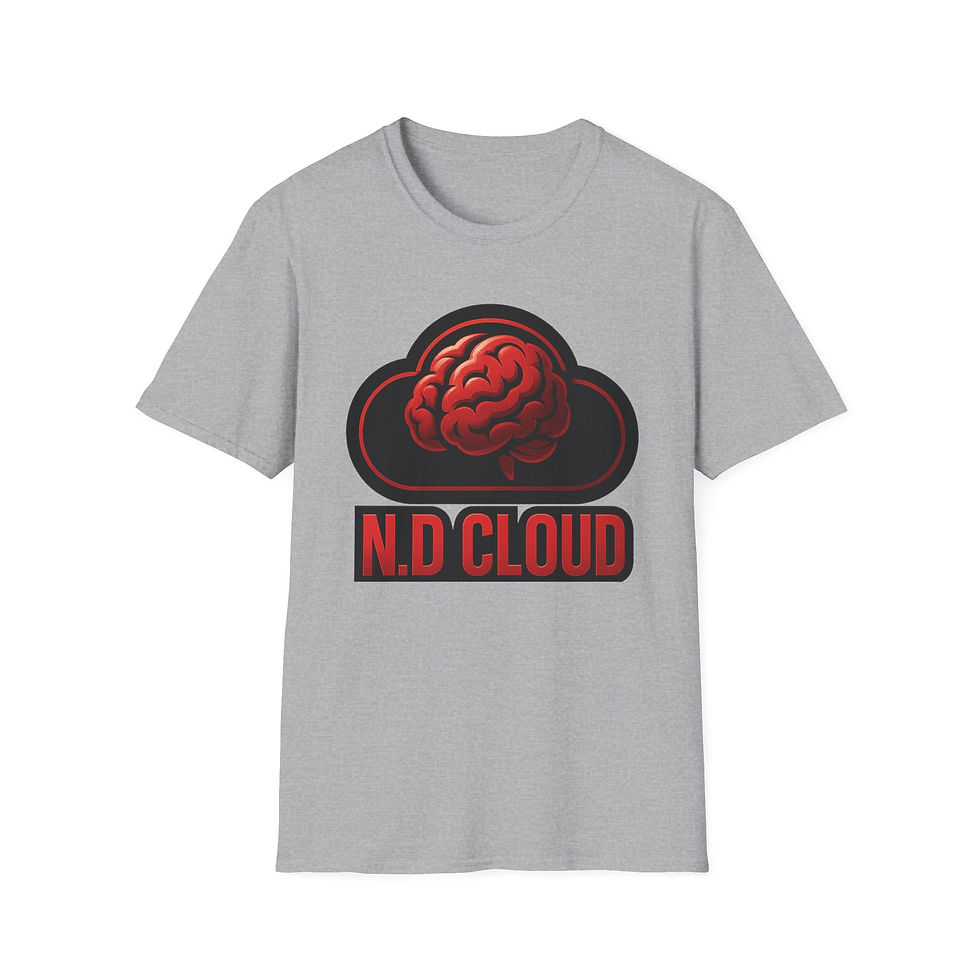 Thumbnail: N.D Cloud Brain Logo T‑Shirt — Red Brain Cloud Graphic Tee